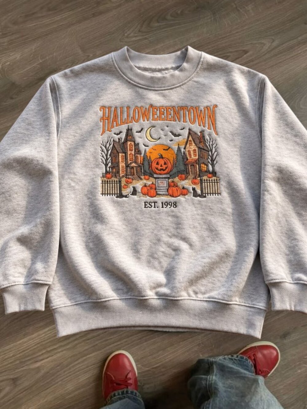 Halloweentown Est. 1998 Graphic Sweatshirt Gray